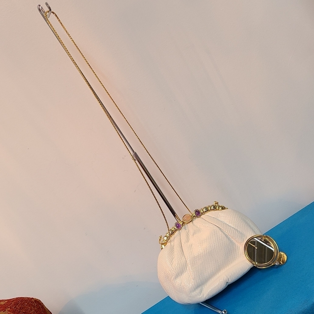 Judith Leiber White Lizard Purse